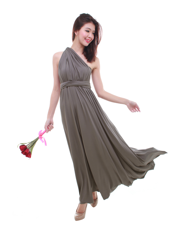 Cherie Convertible Maxi Dress in Dark Grey